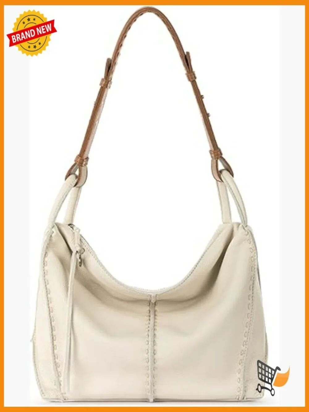 Large Hobo Purse - Premium Leather Handbag with Zipper Pocket